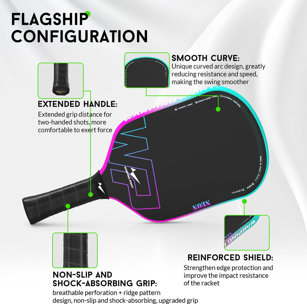 Neon Pickleball Paddle with Premium Carbon Fiber & Honeycomb Core