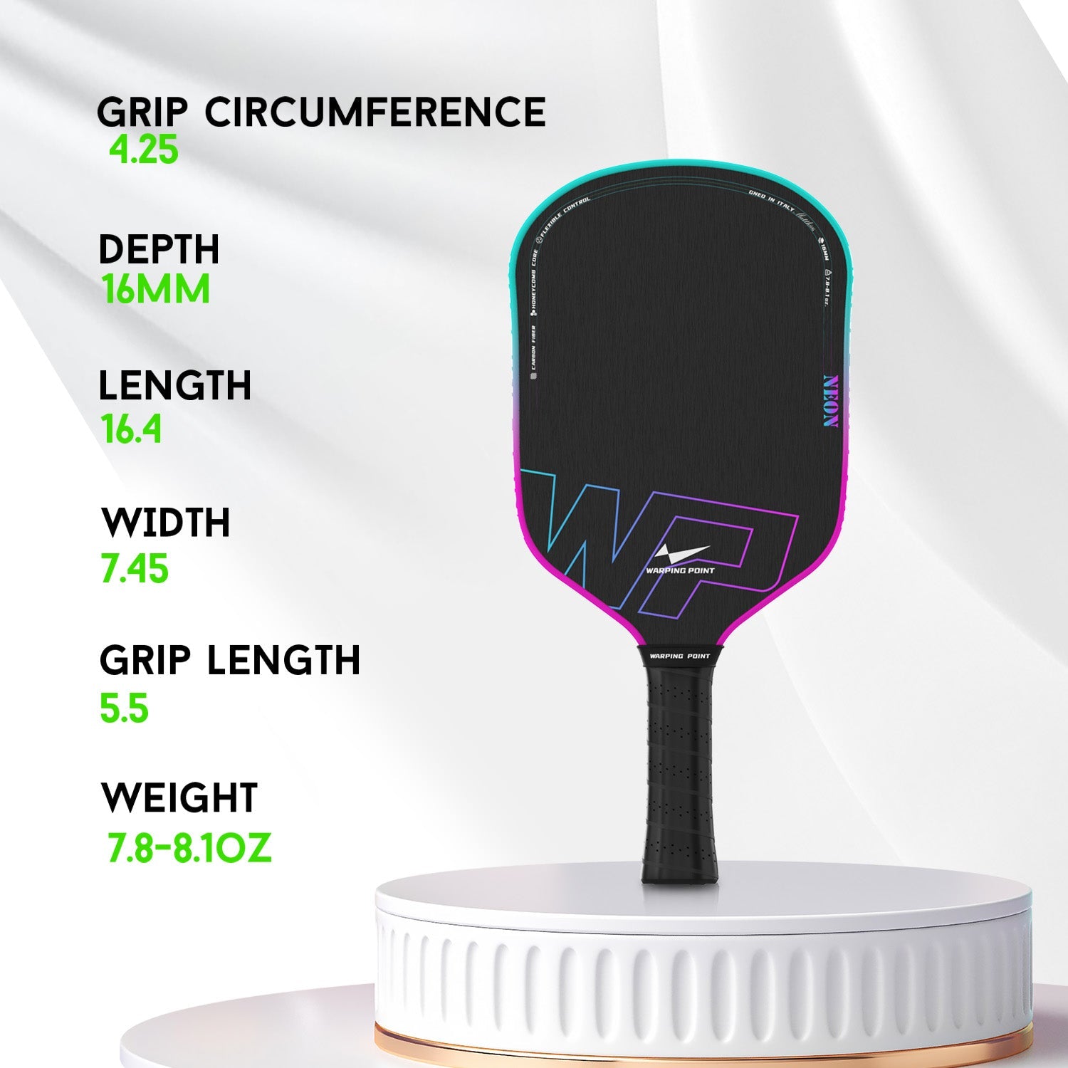 Neon Pickleball Paddle with Premium Carbon Fiber & Honeycomb Core